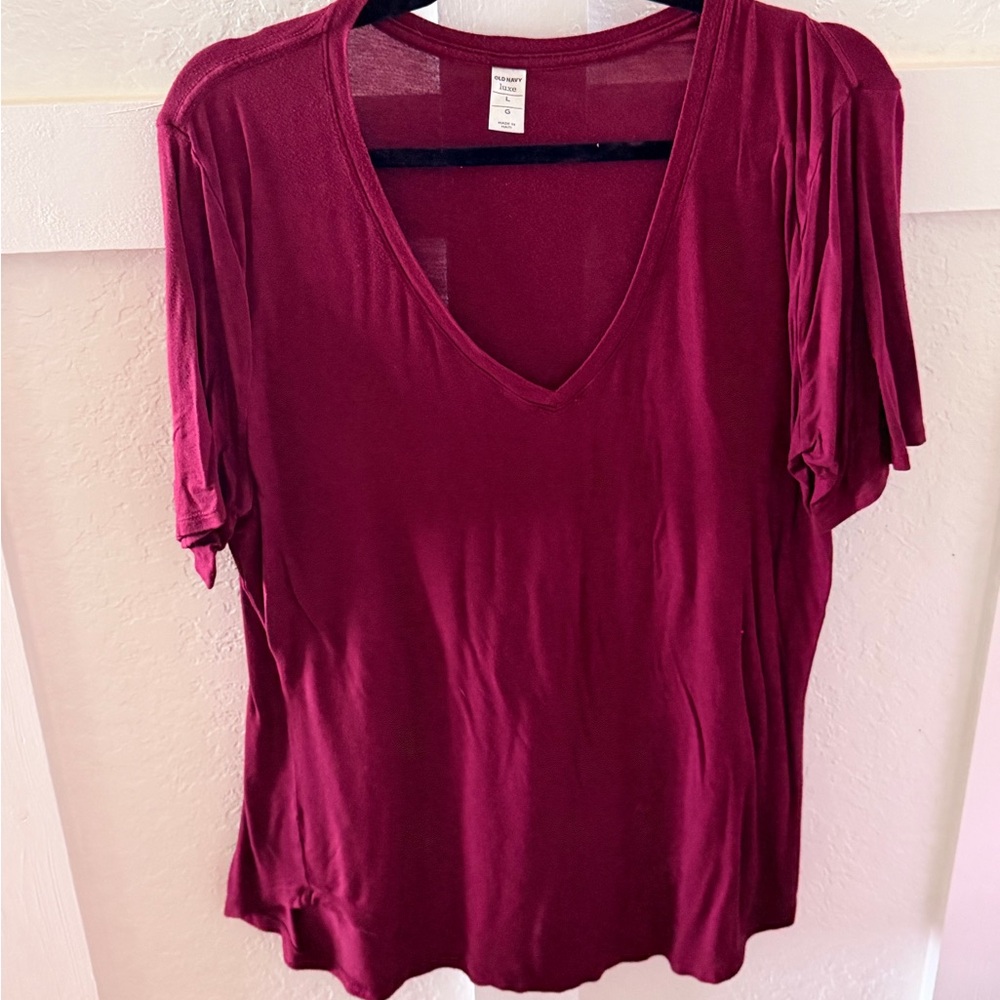 Old Navy V-Neck Short Sleeve Top - Wine
